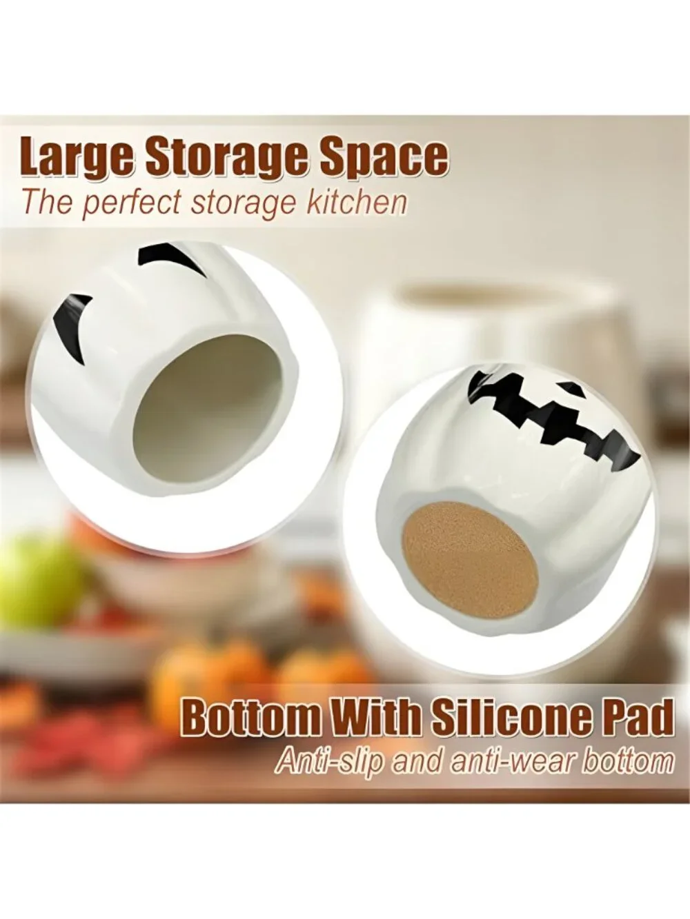 Halloween Kitchen Decor, Ceramic Halloween Pumpkin Utensil Holder
